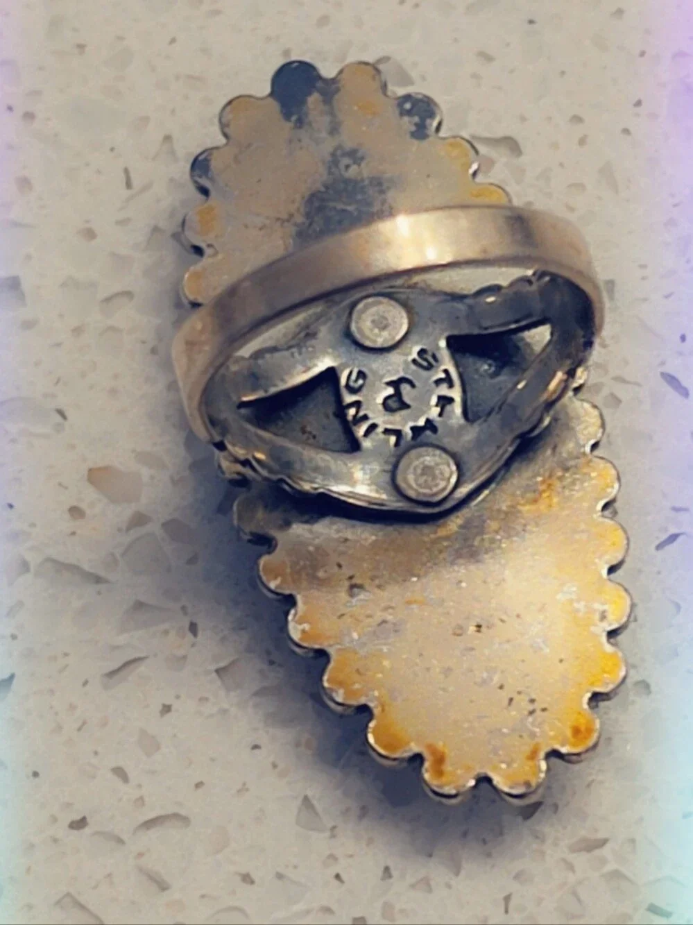Estate Turquoise Signed Gemstone Ring Sterling Silver 925 SZ 6